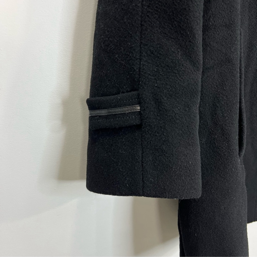Vintage 90s Italian wool cashmere black brown mid length coat 12 - Picture 10 of 12